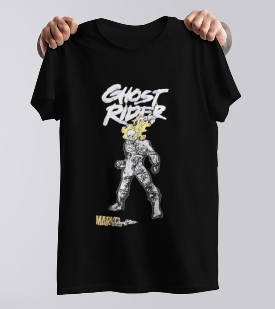 Marvel Ghost Rider Johnny Blaze Flaming Skull Comic Sketch T-Shirt