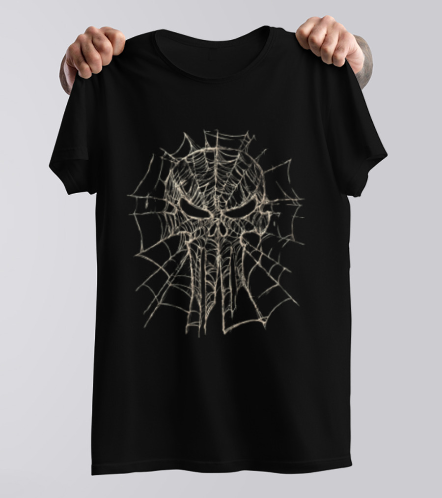 Marvel Punisher Spiderweb Skull Sketch T-Shirt