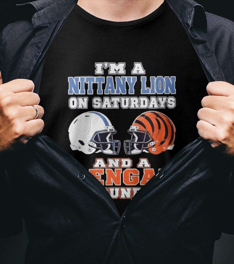 Nittany Lion On Saturdays Bengal On Sundays Football Fan Helmets T-Shirt