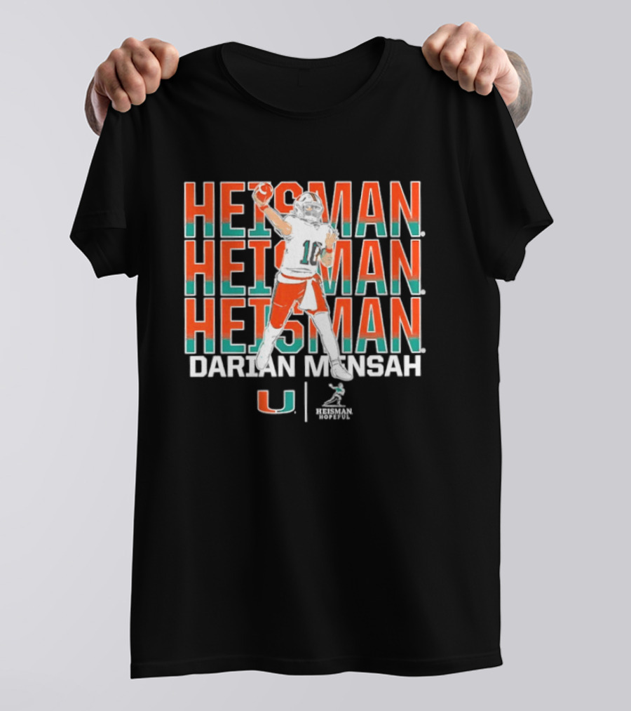 Miami Hurricanes Darian Mensah Heisman Hopeful Football Pose T-Shirt