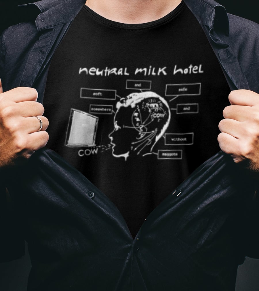 Neutral Milk Hotel Cow Head Diagram Line Soft And Safe Confirmed Concepts Maggots T-Shirt