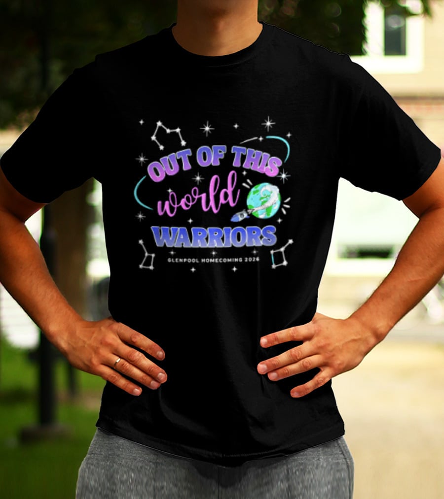 Out Of This World Warriors Glenpool Homecoming 2026 Cartoon Earth Rocket Constellations T-Shirt
