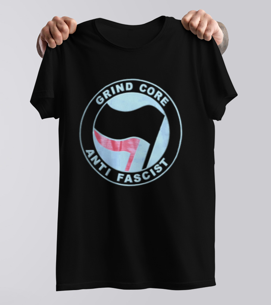 Grind Core Anti Fascist Antifa Red Black Flags T-Shirt