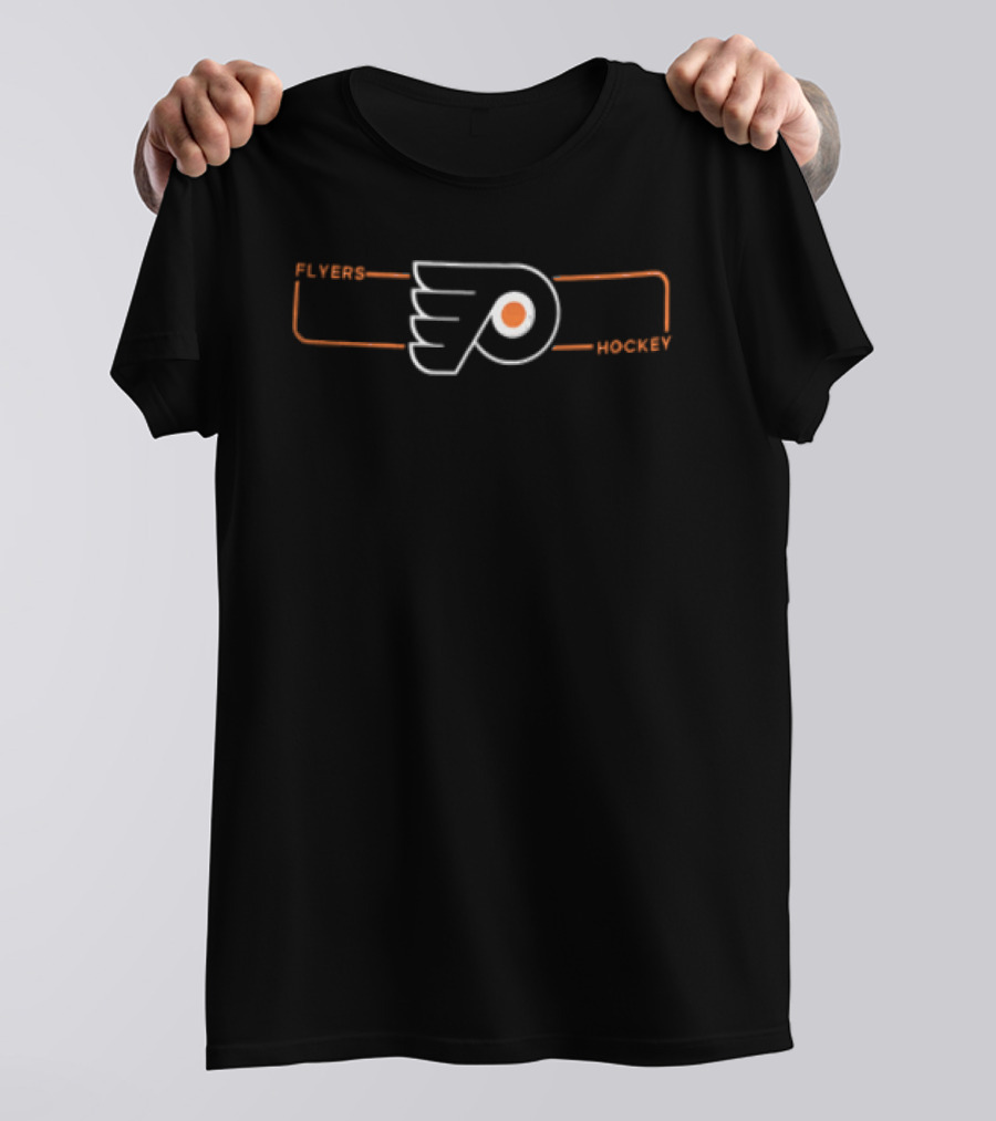 Philadelphia Flyers NHL Winged Puck Orange Line Frame Hockey T-Shirt