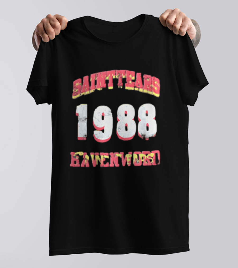 Saint Tears Havenford 1988 Distressed Athletic Block Font Numbers T-Shirt