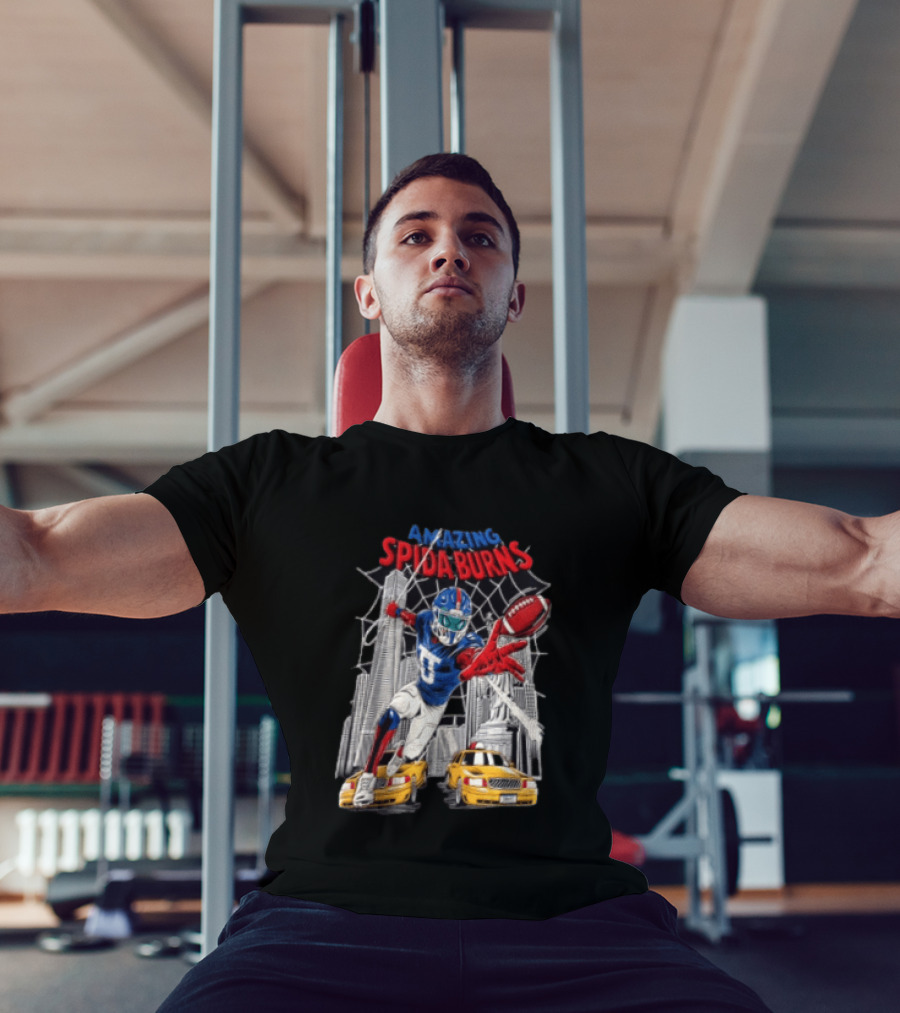 Amazing Spida Burns Football Player NYC Skyline Taxi Scene T-Shirt