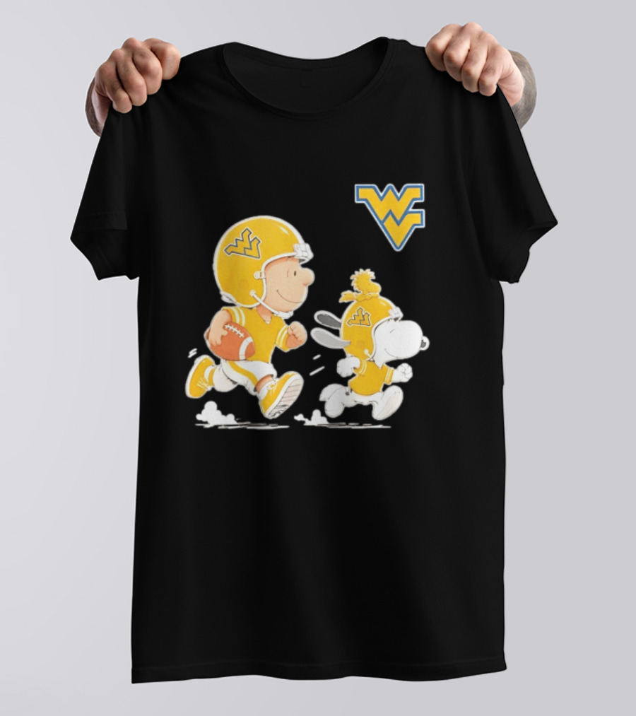 West Virginia Mountaineers Football Snoopy Woodstock Charlie Brown NCAA Running T-Shirt