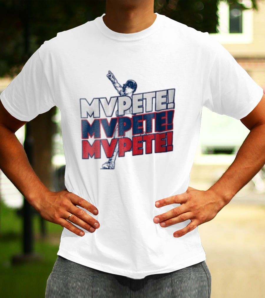 MVPETE Baseball Player Pointing Up Repeated T-Shirt