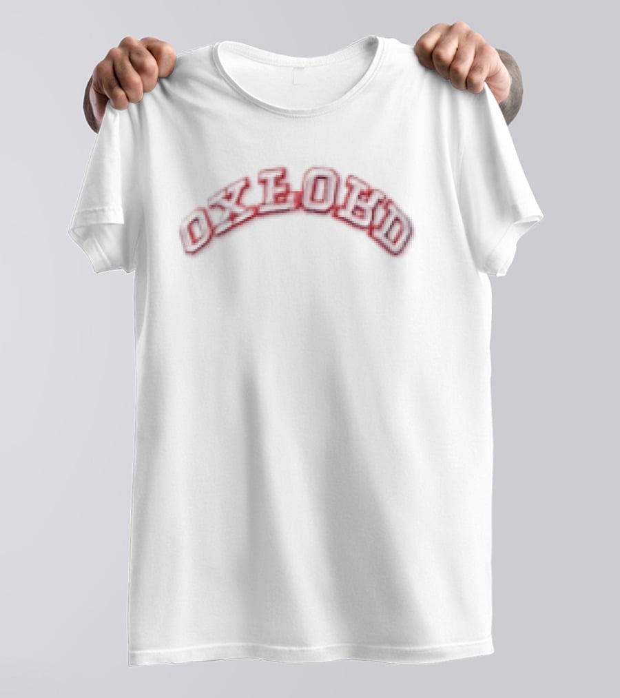 Oxford Arched College Block Font Red Embroidered Cap T-Shirt
