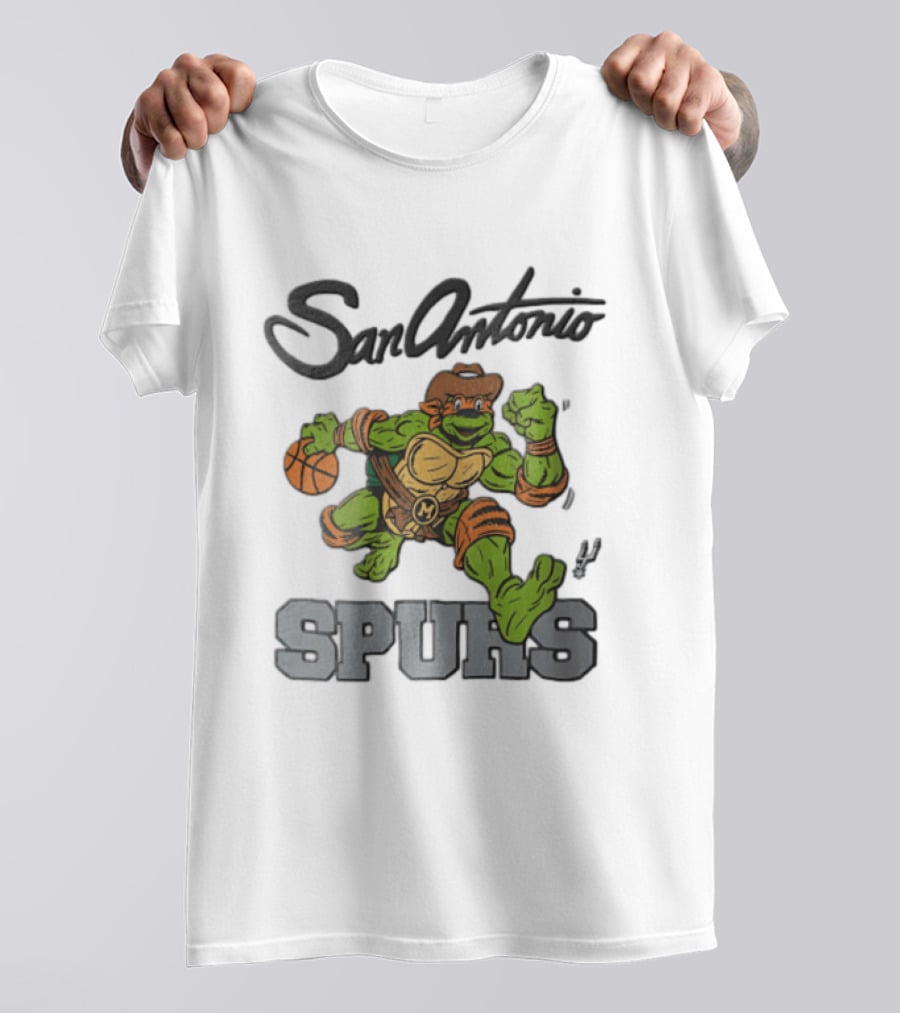 San Antonio Spurs Cartoon Turtle Cowboy Basketball T-Shirt