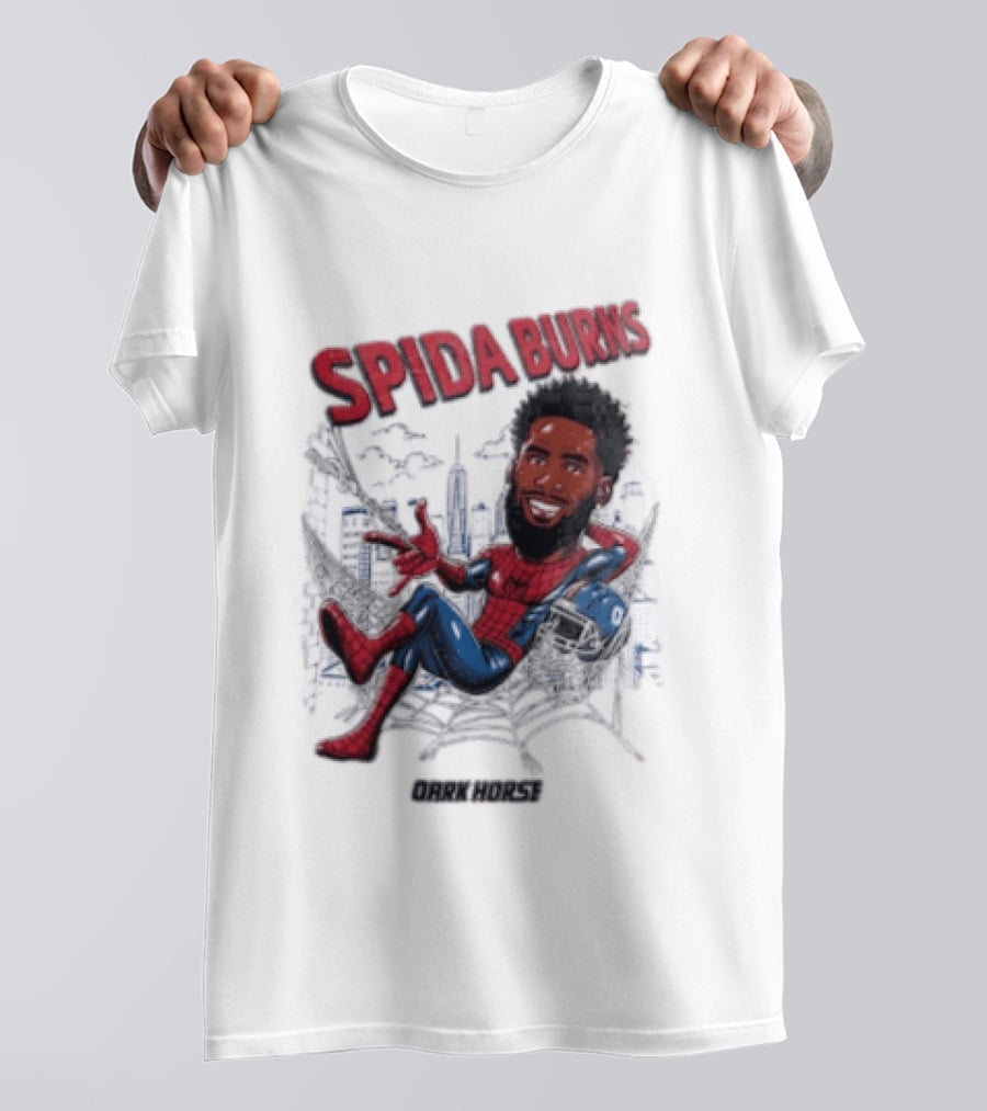 Spida Burns Dark Horse With Spider Man New York Giants T-Shirt