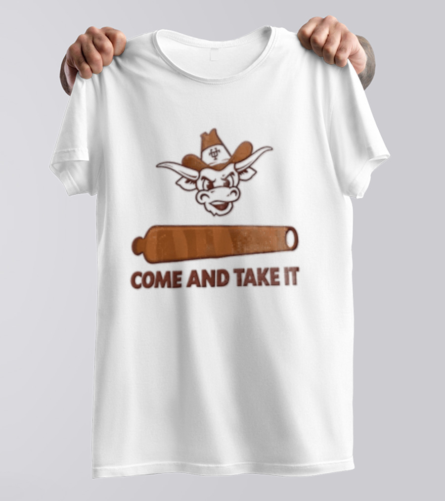 Texas Longhorns Mascot Cowboy Come And Take It Cannon T-Shirt