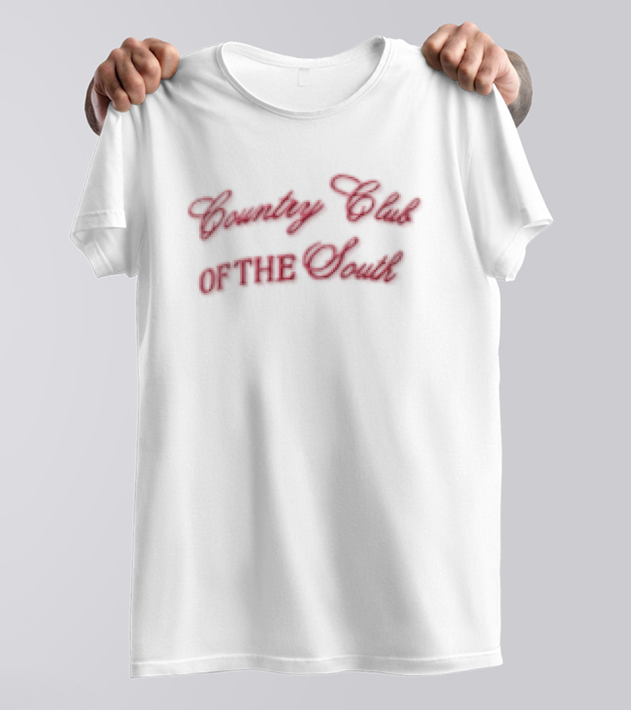 Country Club Of The South Red Script Lettering Leopard Brim T-Shirt