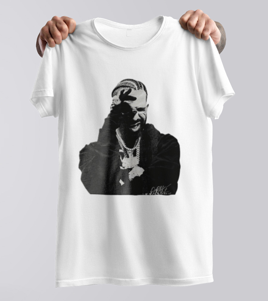 Drake Halftone Rapper Chains Gloves T-Shirt