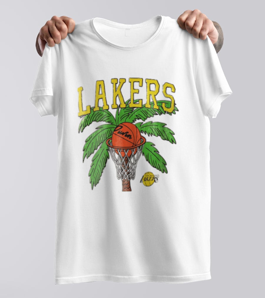 Lakers Palm Tree Basketball Hoop Distressed NBA T-Shirt