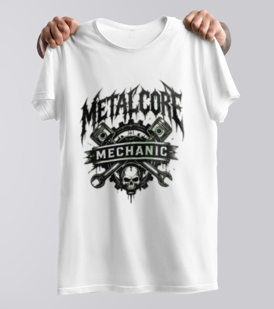Metalcore Mechanic Skull Pistons Wrenches T-Shirt