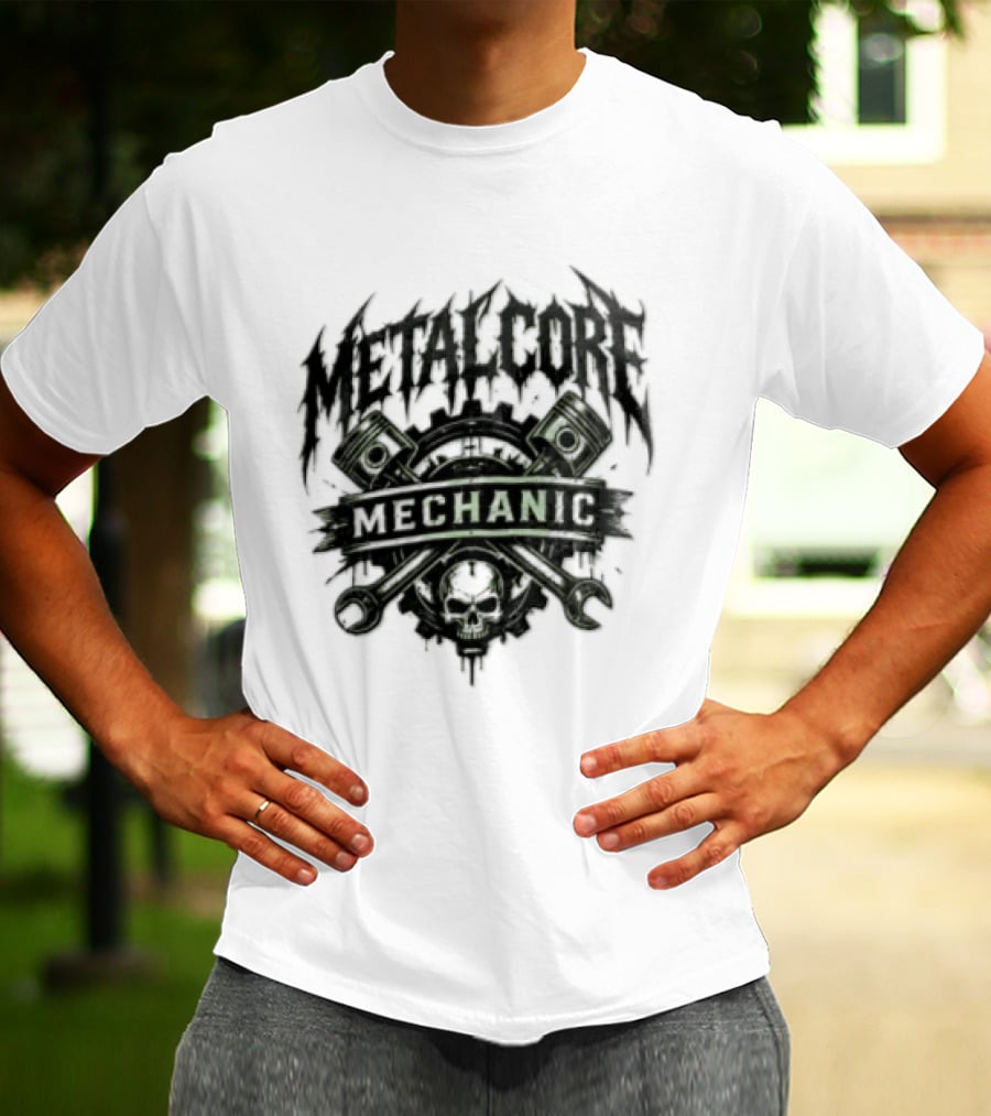 Metalcore Mechanic Skull Pistons Wrenches T-Shirt