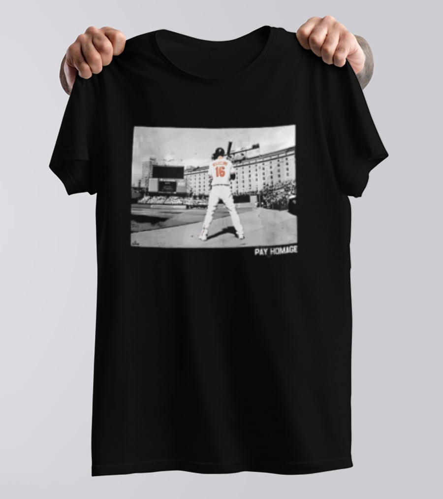 Baltimore Orioles Mancini Batter Home Plate Stadium Pay Homage T-Shirt