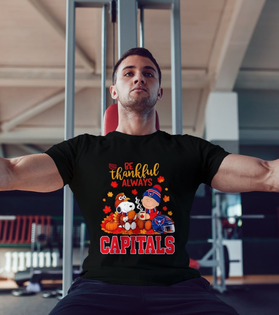 Be Thankful Always Snoopy And Charlie Brown Washington Capitals Cozy Autumn T-Shirt