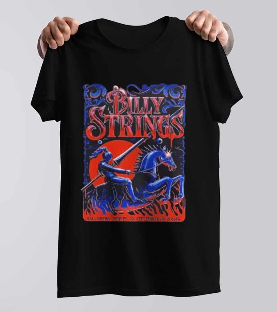 Billy Strings Ball Arena Denver September 18 19 2026 Knight On Horse Tour T-Shirt