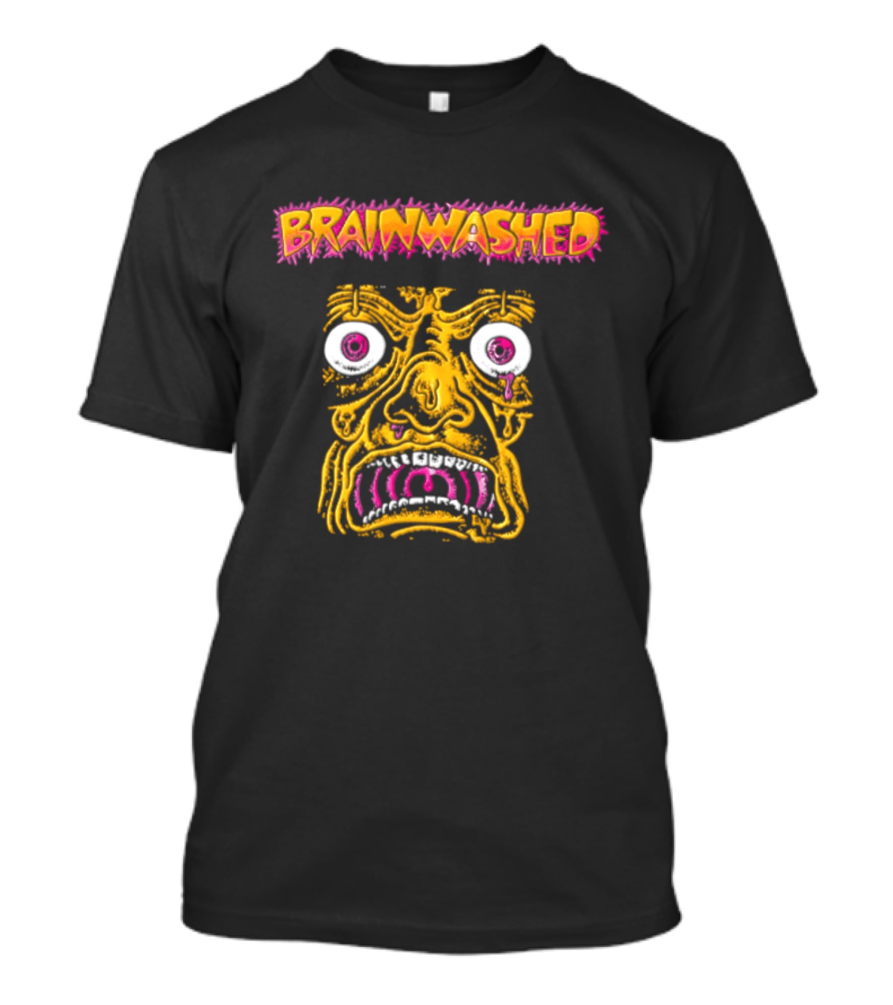 Brainwashed Distorted Melting Face Pink Eyes Vibrant Expression T-Shirt