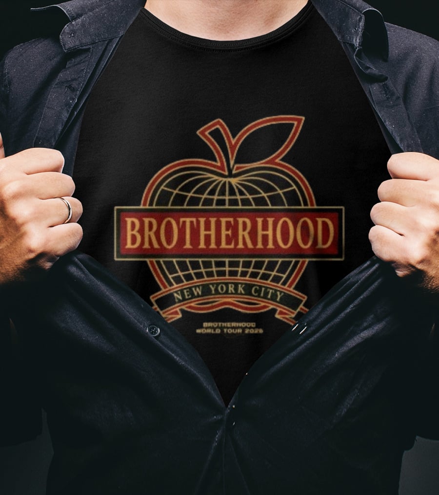 Brotherhood New York City World Tour 2026 Apple Globe T-Shirt