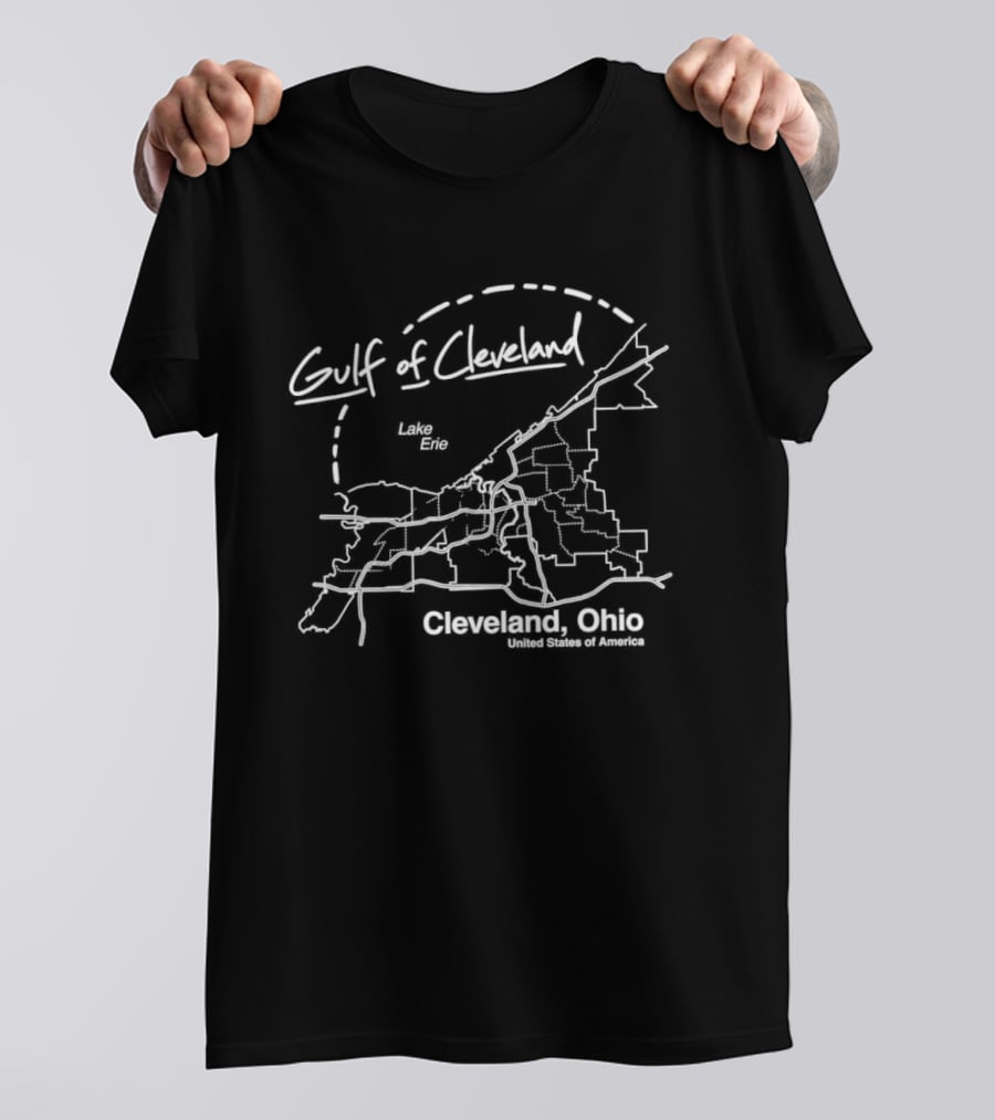 Gulf Of Cleveland Ohio Map Lake Erie Geography Cleveland Ohio White People Republic T-Shirt