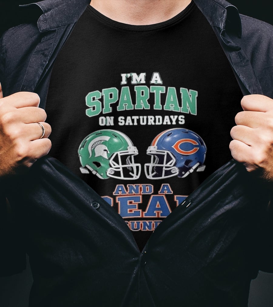 I'm A Spartan On Saturdays Bear Helmet Sundays T-Shirt