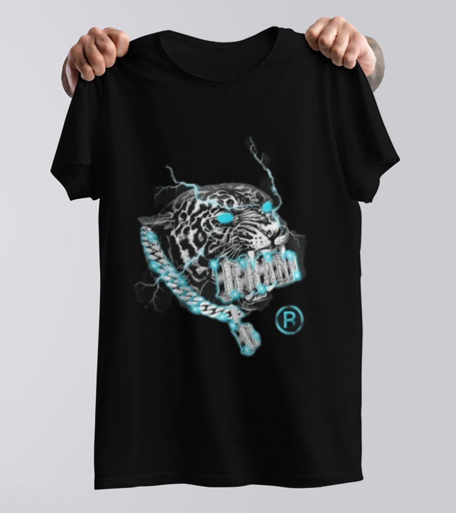 Marvel Black Panther Primal Lightning Panther With Blue Chain T-Shirt
