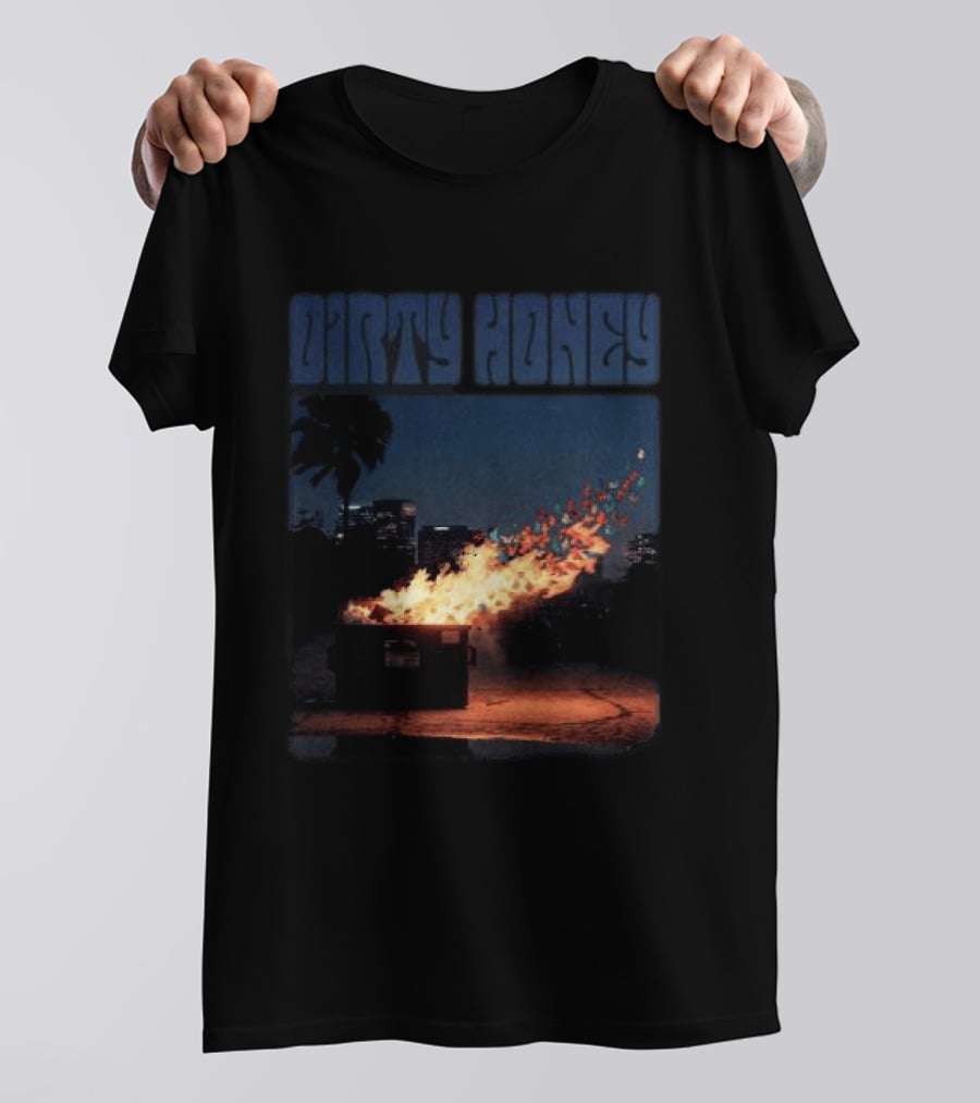 Dirty Honey Dumpster Fire Album Cover Vintage Aesthetic T-Shirt