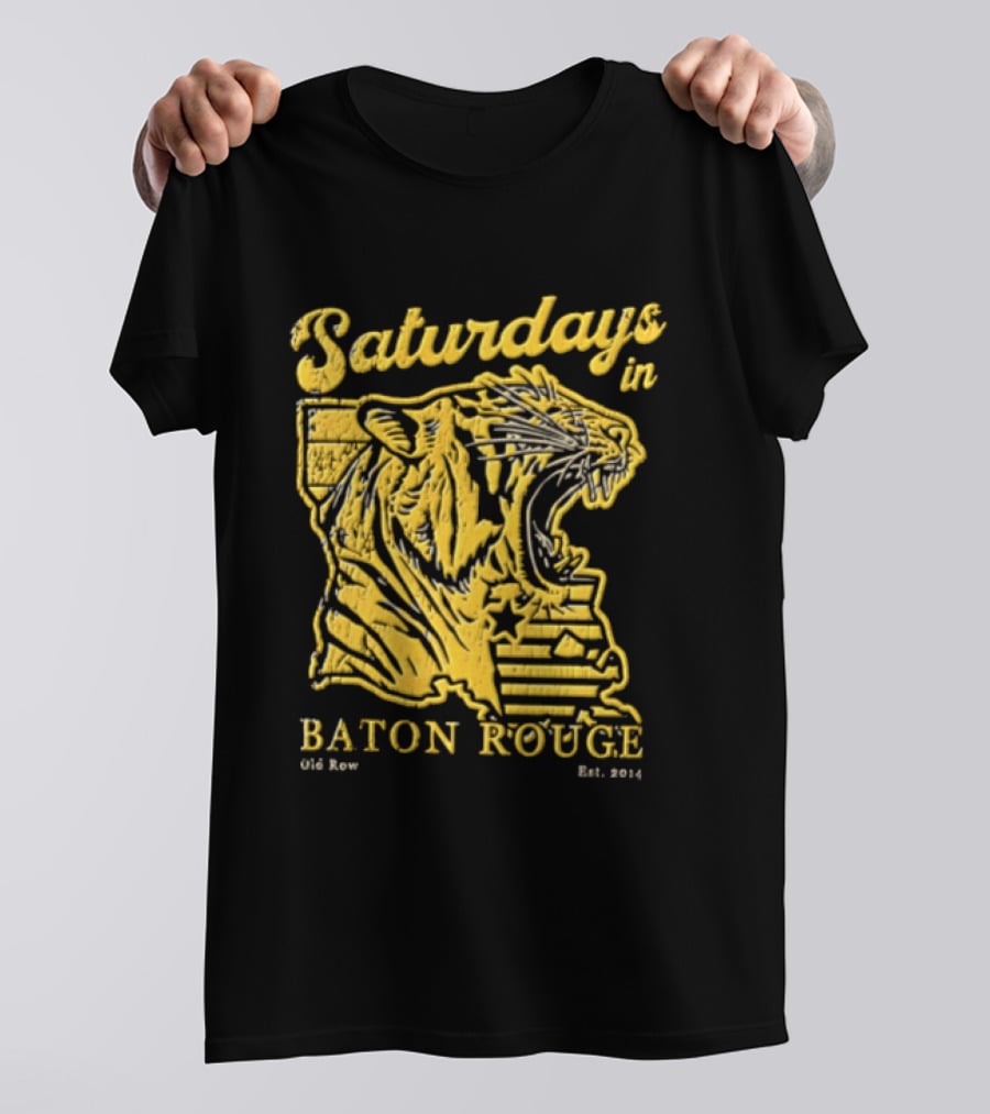 Saturdays In Baton Rouge Kyle Row Miami OH Roaring Tiger Head Louisiana Est 2014 T-Shirt