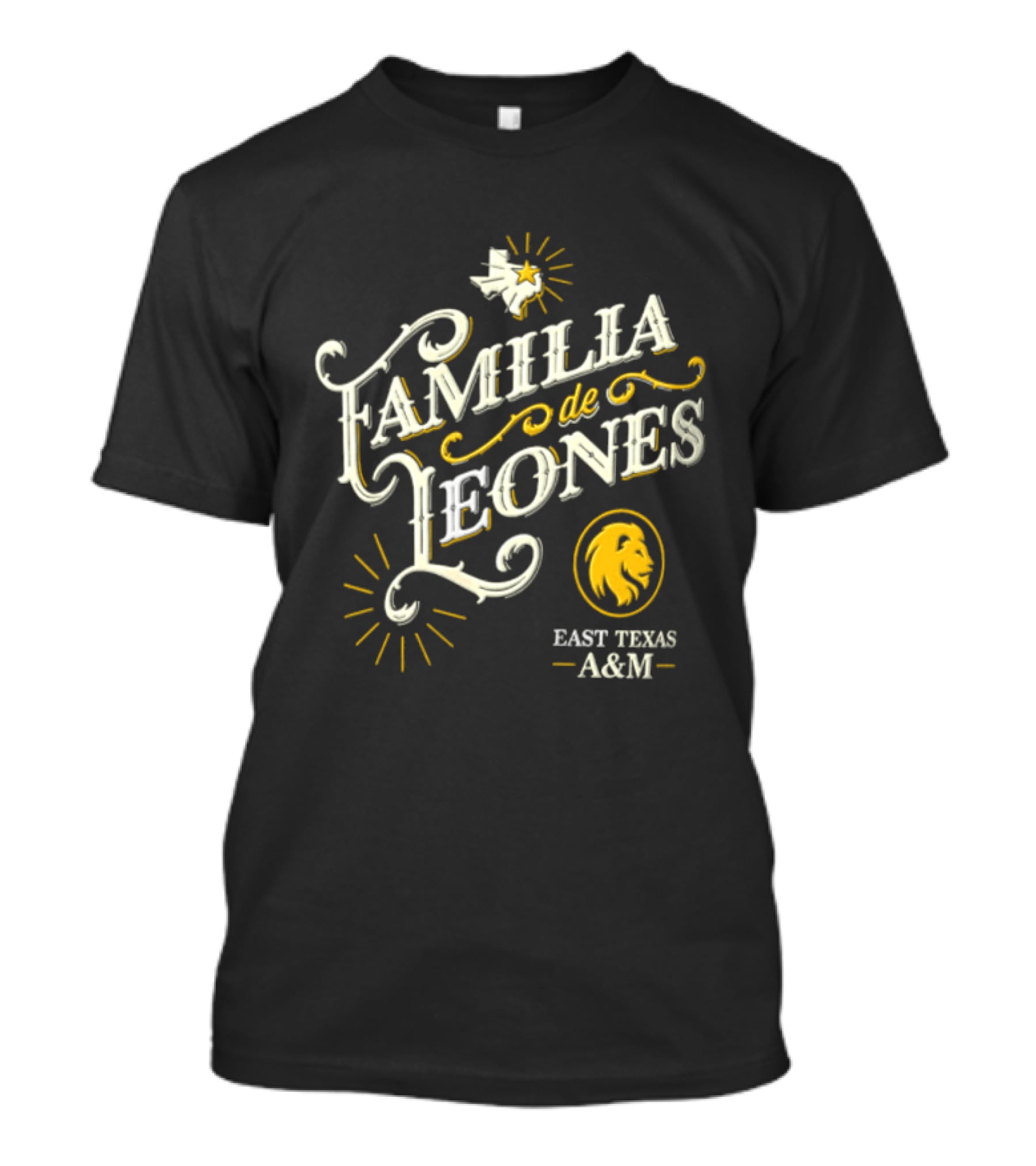 Familia De Leones East Texas A&M Map Star Lion T-Shirt