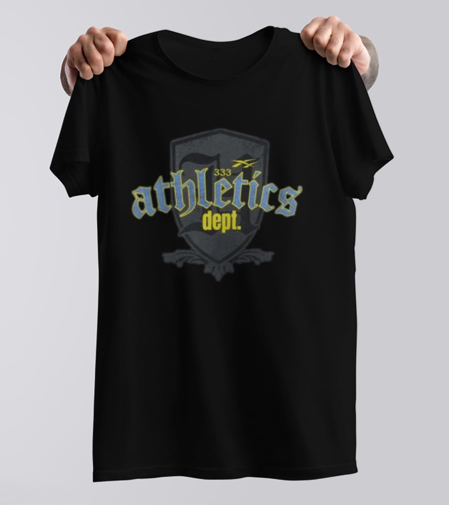 Revenge Store Glitter Arch Black Athletics Dept 333 T-Shirt