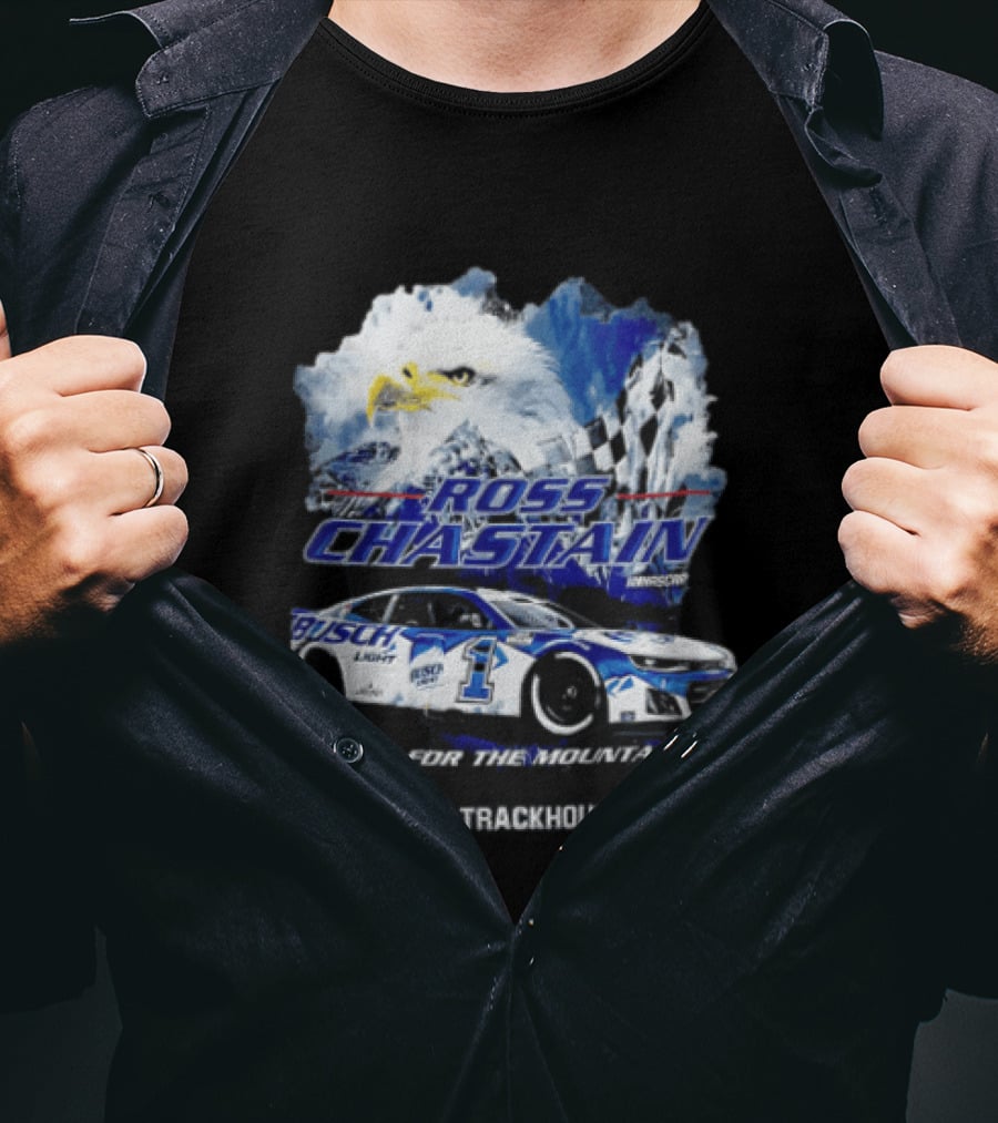 Ross Chastain Trackhouse Busch Light Race For The Mountains Eagle Checkered Flag Racing Car T-Shirt