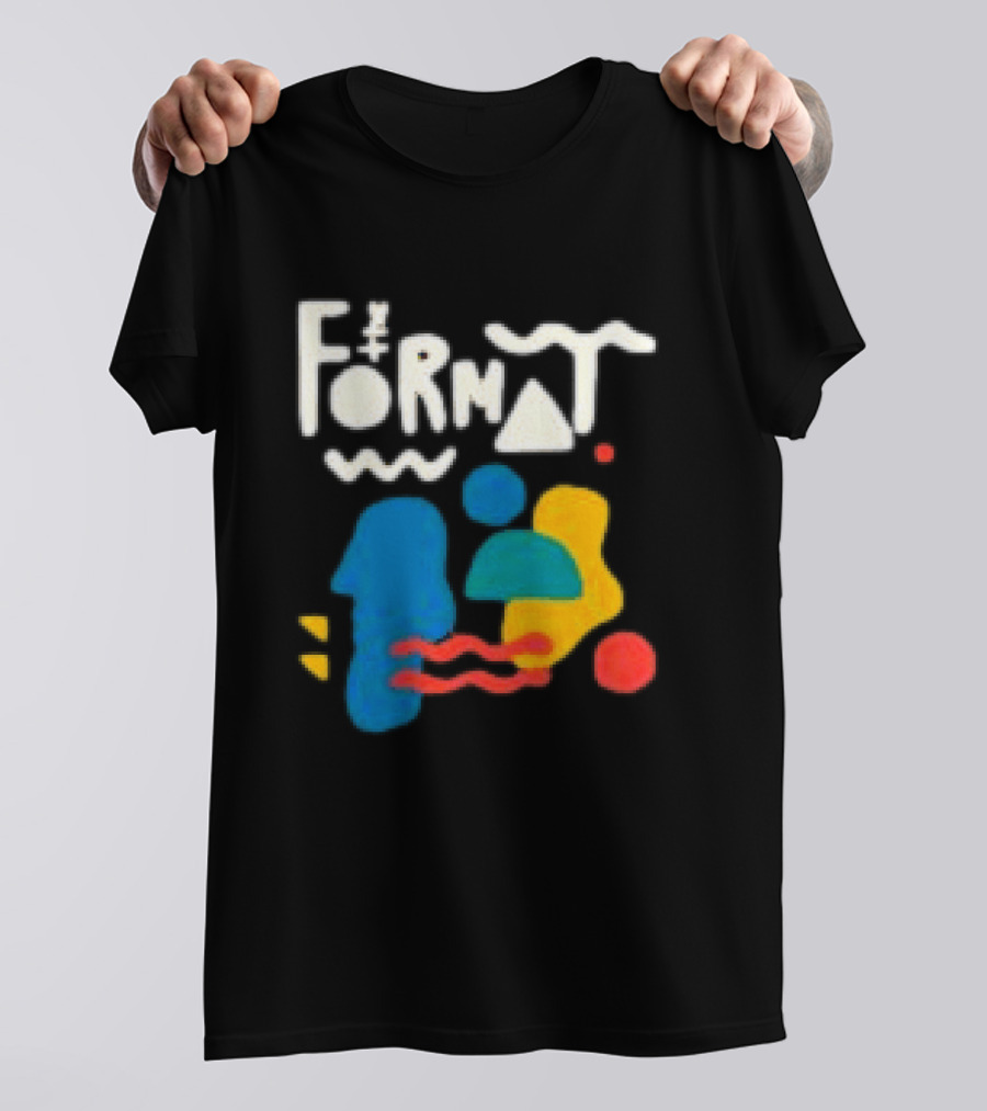 The Format Shop Abstract Shapes Colorful Graphic Black Zip T-Shirt
