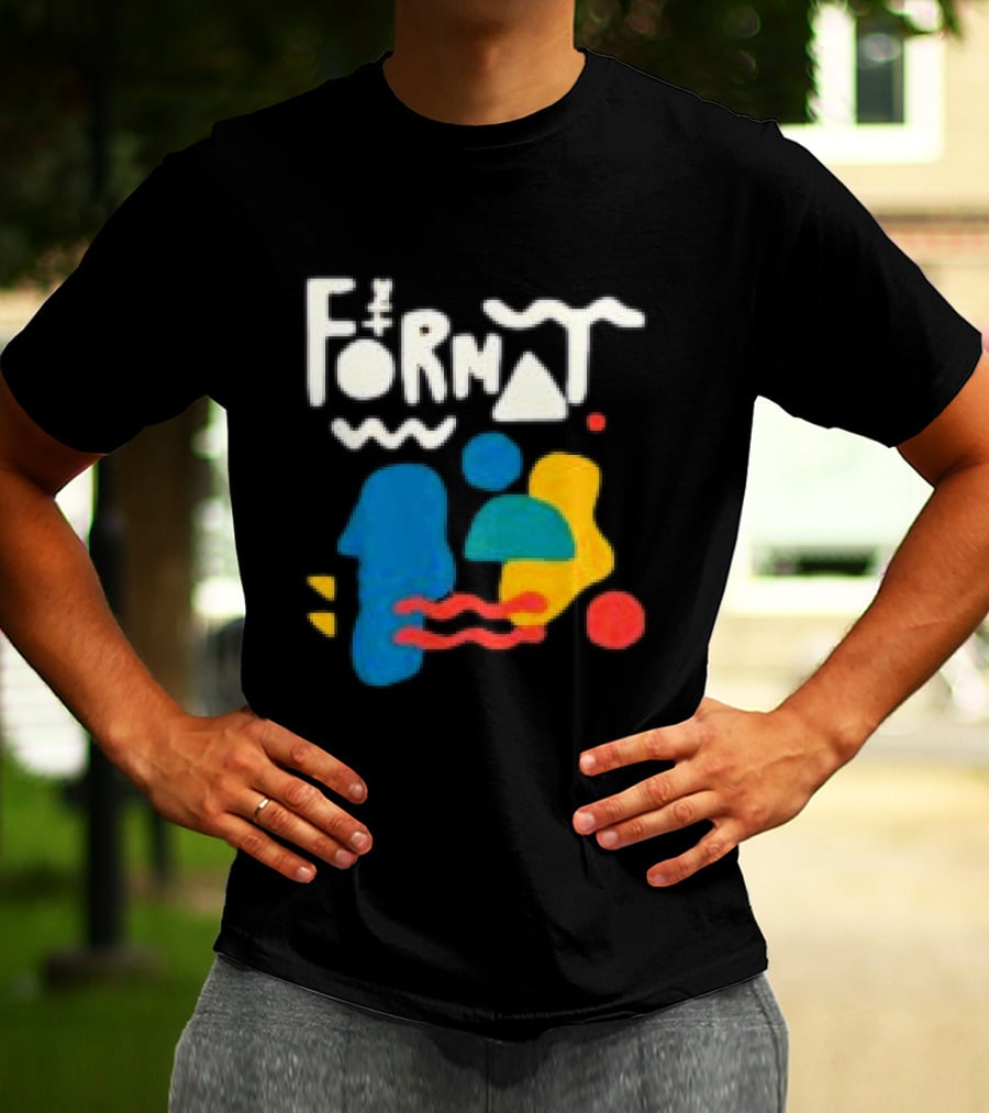 The Format Shop Abstract Shapes Colorful Graphic Black Zip T-Shirt