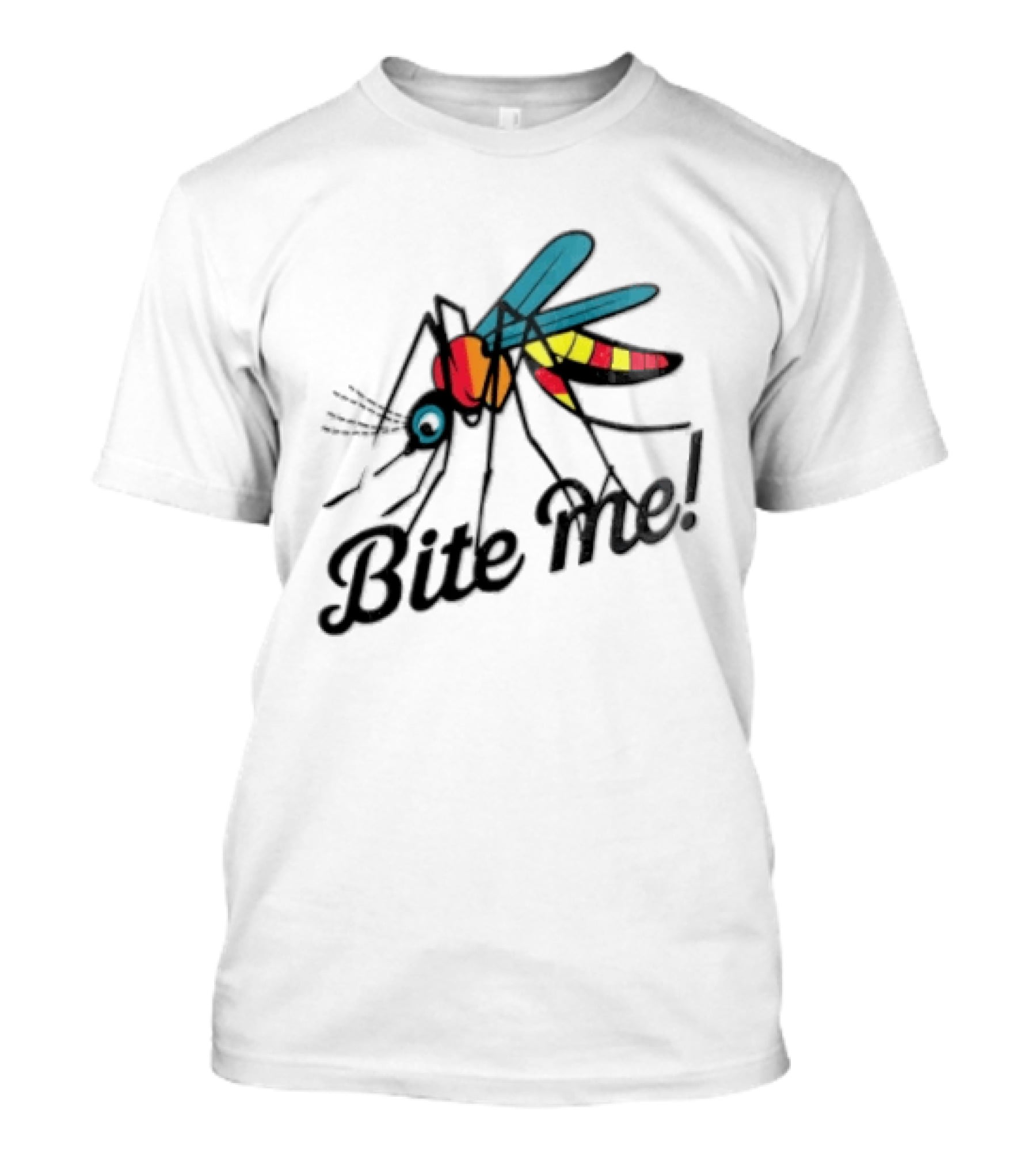 Bite Me Colorful Mosquito Cartoon Vibrant Insect T-Shirt