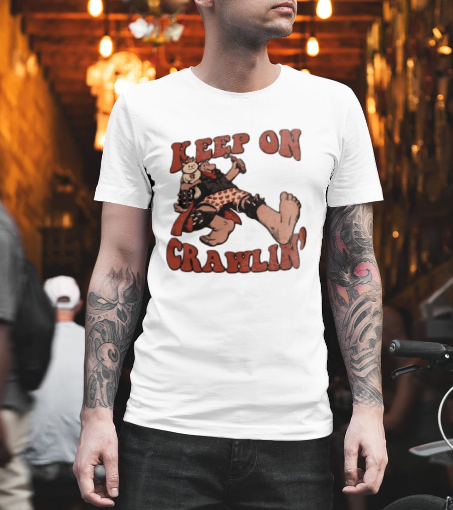 Keep On Crawlin Fat Freddys Cat Cartoon Man Holding Dynamite Cat T-Shirt