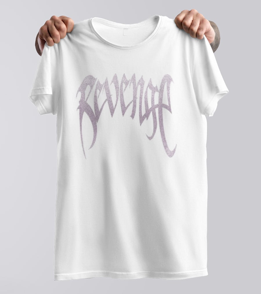 Revenge Store Glitter Arch White Pink Vintage Aesthetic T-Shirt