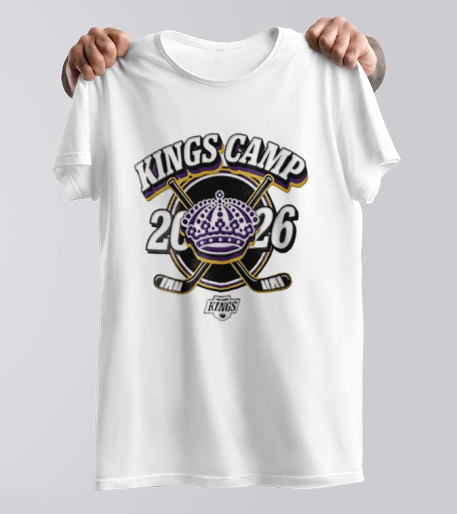 Kings Camp 2026 Los Angeles Crown Crossed Hockey Sticks T-Shirt