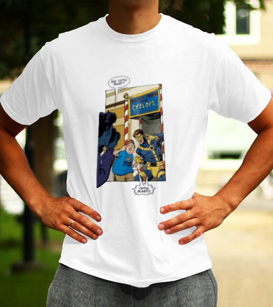 Cyclops Optic Blast Pose Comic Panel Marvel X Men Humor T-Shirt