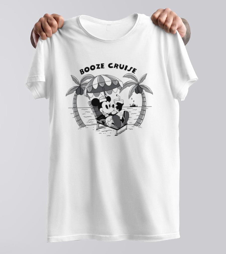 Booze Cruise Mickey Mouse Disney Vacation Relaxation Tropical Vibes T-Shirt