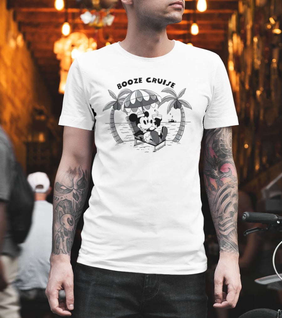 Booze Cruise Mickey Mouse Disney Vacation Relaxation Tropical Vibes T-Shirt