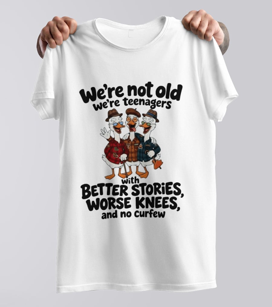 We're Not Old We're Teenagers Ducks Better Stories Worse Knees No Curfew T-Shirt
