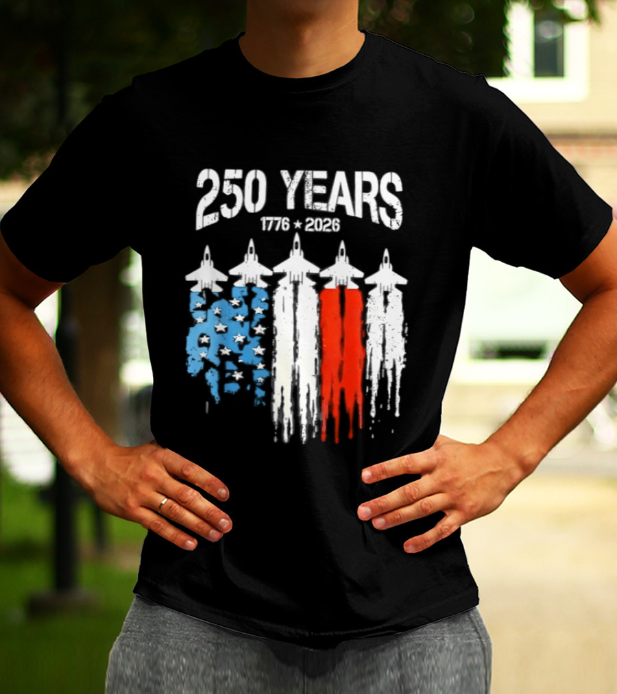 250 Years 1776 2026 Jet Stars And Stripes Anniversary T-Shirt