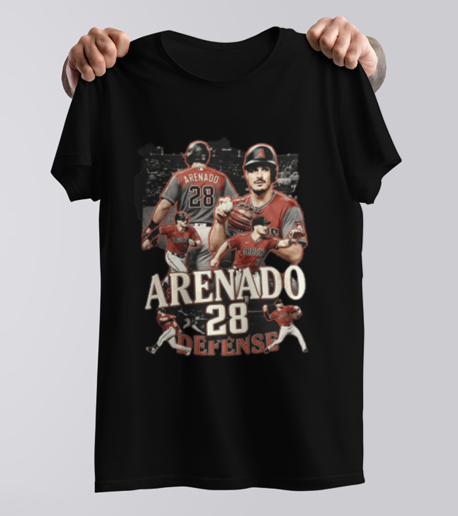 Arizona Diamondbacks Arenado Defense 28 Baseball Player Collage T-Shirt