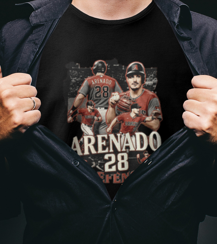 Arizona Diamondbacks Arenado Defense 28 Baseball Player Collage T-Shirt