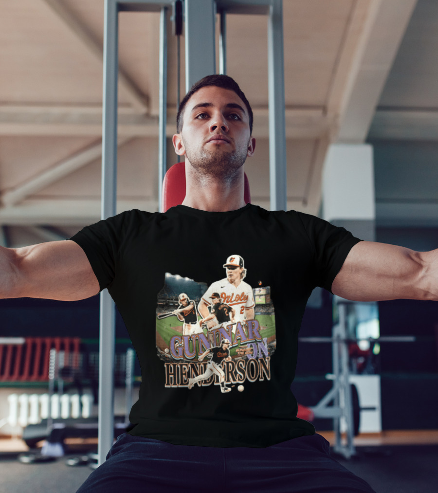 Baltimore Orioles Gunnar Henderson The Gun Baseball Player Action Shots T-Shirt
