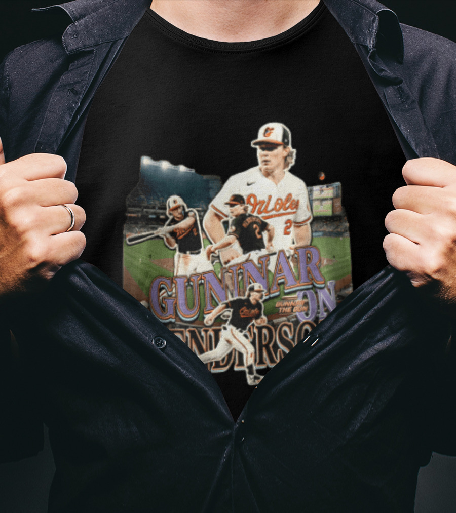 Baltimore Orioles Gunnar Henderson The Gun Baseball Player Action Shots T-Shirt