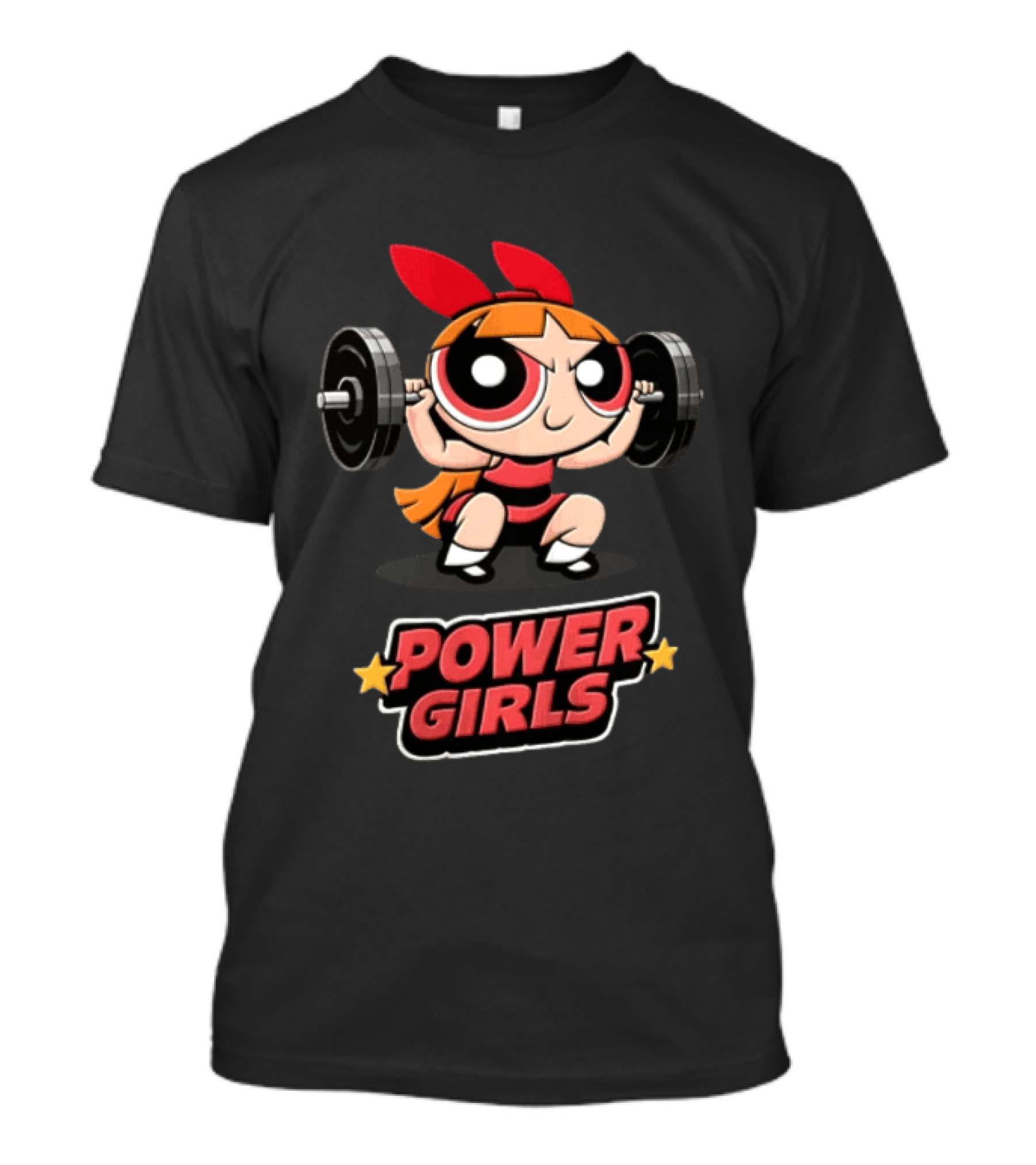 Power Girls Cartoon Blossom Lifting Barbell Weights T-Shirt